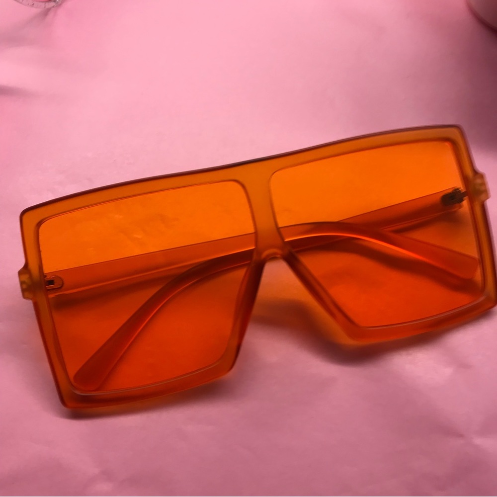 Orange candy clear lens square big oversized sunglasses rave party costume